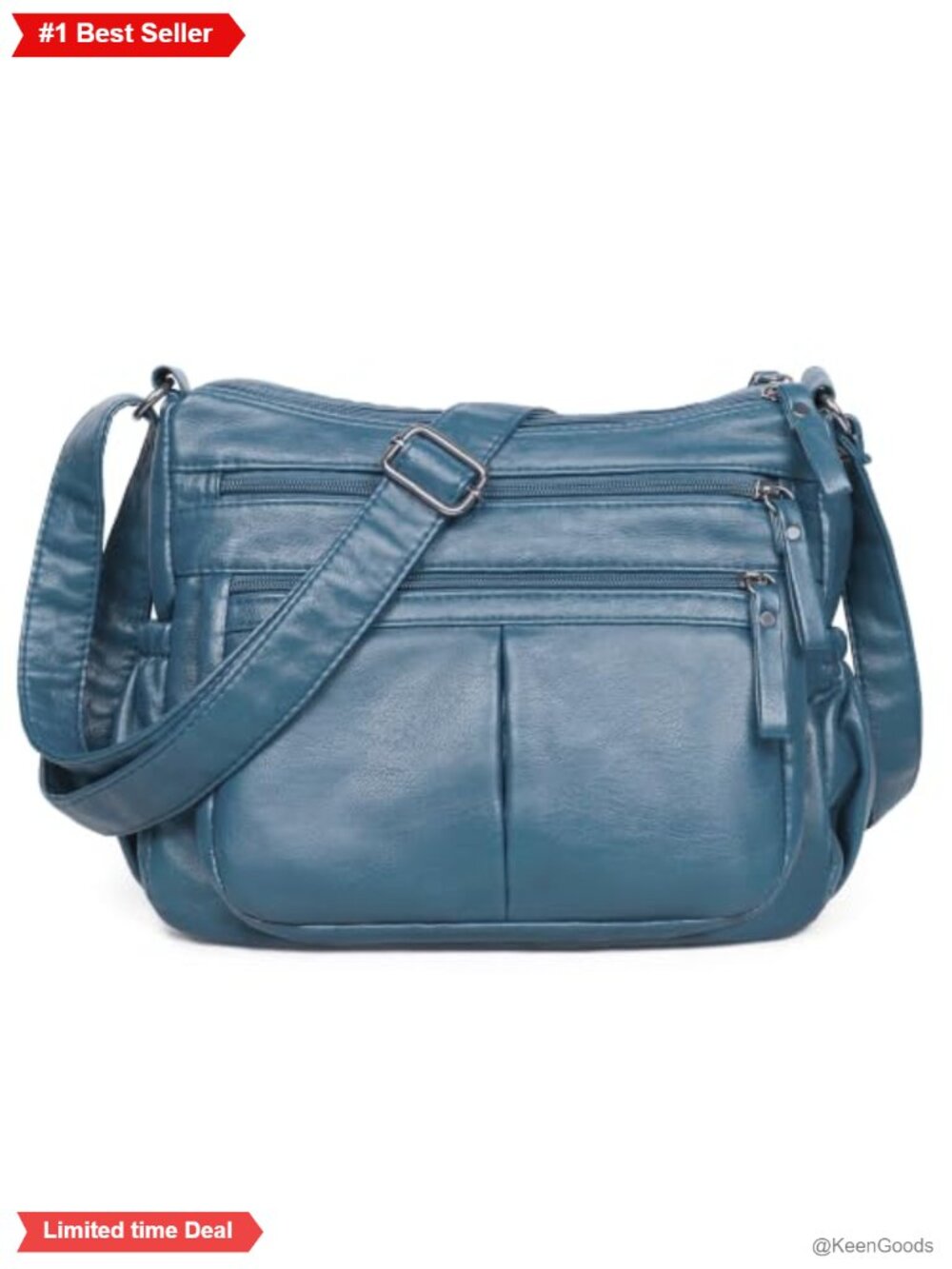 Soft PU Leather Crossbody Bag Adjustable Strap Multi Pocket Shoulder Purse